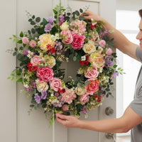 Peony Tulip Blossom Wreath Festive Decoration Home Decor Colorful Floral Design