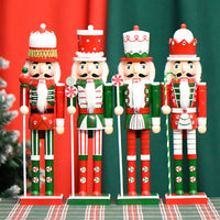 38cm Candy Series Cake Head Nutcracker Wooden Christmas Decoration