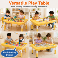 Kids Activity Table, Height Adjustable Tuff Tray for Messy Play, 120cm x 50cm Rectangular Water Table, Synthetic Polymer for Kindergarten