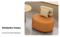 Upholstered Loveseat with Rear Rest Pillow Rear Comfortable Upholstery Cafe Booth Modern Aesthetic Rounded Edges