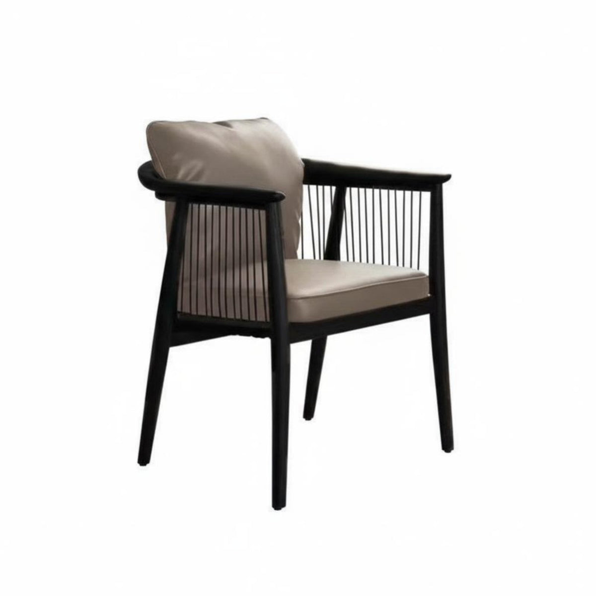New Chinese Design Wooden Frame Accent Chair Wabi-Sabi design Upholstered Accent Chair Leather Upholstery Armchair Minimalist Aesthetic for Tea aficionados, Interior Designers, Living Room, perusing corner, Bedroom, Hotel Lobby