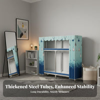 Textile Wardrobe 4-shelf Standing Storage Closet Organizer Sturdy Construction Hard-wearing Cover Easy Assembly Suitable for Adults Bedroom Rental Apartment Home