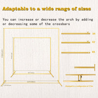 Metal Square Arch Stand for Wedding Decoration, Iron Frame, Gold Color
