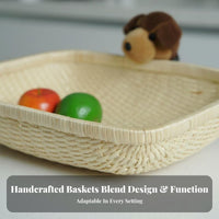 Rectangular Woven Platter Rustic and design Serving Basket Lightweight for Home Cooks