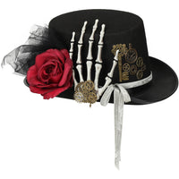 蒸汽朋克花朵骷髅手礼帽海盗风罗宾汉牛仔礼帽哥特节日派对舞台演