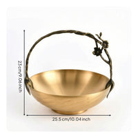 Metal Fruit Bowl with Handle Open Design Decorative Centerpiece Bowl Stylish Fruit Basket with Handle for Dining Table