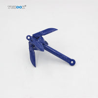 Blue Plastic-Coated Folding Umbrella Anchor for Fishing Boats and Kayaks