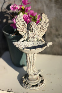 美式乡村复古天使喂鸟器 铸铁户外创意工艺品 庭院别墅摆件装饰品