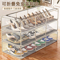 Shoe Storage Organizer Transparent Space-Saving Dustproof Foldable Shoe Box for Boots Under Bed