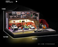 1:64美式旧仓库修理店车库场景模型停车场收纳适用MINIGT车模摆件