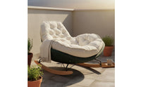 Upholstered Rocking Chair Wide Seat Upholstered Recliner Tufted Rocking Lounge Chair Sleigh Base Household Seating