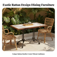 Rattan Booth Sofa Southeast Asian Design Curved Restaurant Booth Stable and Sturdy Wooden Frame Rattan Chair for Families, Restaurants, Cafes