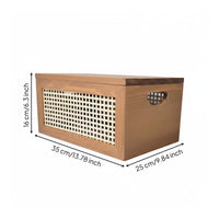 Wooden Lidded Storage Box Retro Design Rattan Storage Box Dustproof for Bedroom