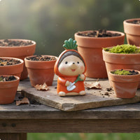 Hedgehog Gardener Figurine Artisanal Look Cartoon Creature Resin Figure