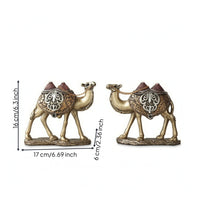 2 Pieces Camel Figurine with Base Sculpted Camel Ornament Retro for Living Room