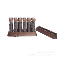 Walnut Wood Coffee Bean Storage Jar with Glass Body and Wooden Lid