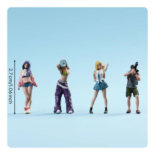 Street Photo Girl Figurines Detailed Paint Miniature Scene People for Collectors