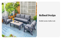 Modern and design Minimalist Deep-Seat Sofa and Chair Set Nordic Inspired Outdoor Furniture Weather-Resistant Garden Furnishing Thick paddings for hosts, homeowners, Families, Backyard, Balcony, Porch, waterside