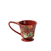 Footed Cup Floral Ceramic Mug Glossy for Breakfast, Tea Lovers