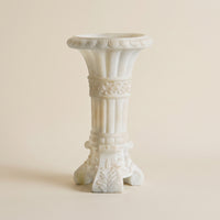 Sculpted Vase with Leaf Relief Decorative Column Vase Jade-Like for Hotel, Villa