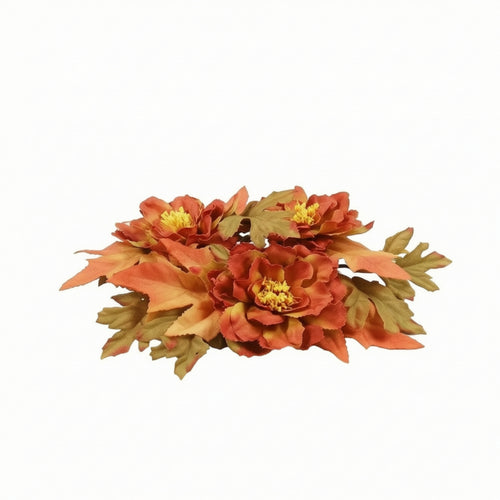 Floral Wreath with Maple Leaves Reusable Candle Holder Wreath Realistic