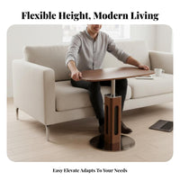 Height-Adjustable C-Table Slides Under Sofa Household Furniture Vintage Inspired Sturdy Construction for Home Office Workers