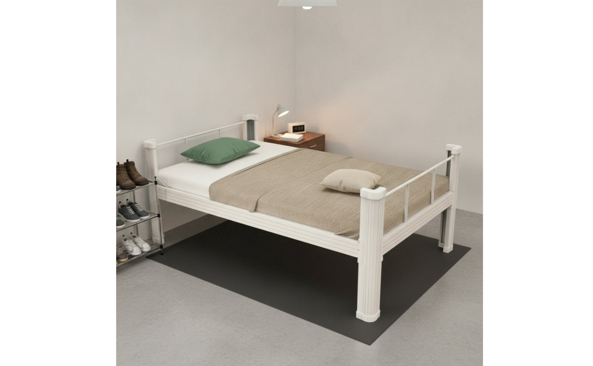 Bed Frame with Guard Rails No Box Spring Needed Metal Foundation Bed Frame Minimalistic Furniture for Students, Bedrooms, Dorms
