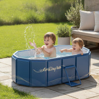 Collapsible Kids Pool with Support Step Portable Foldable Kids Pool Non-Inflatable Hard-Sided for Toddlers, Backyard