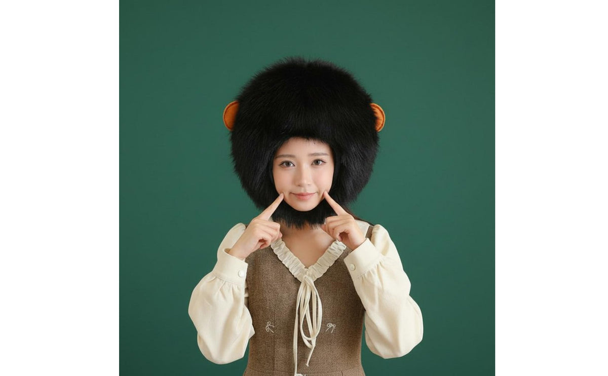 Chimpanzee Head Hat Funny Cartoon Ape Head Cover Lightweight Furry Monkey Costume Hat for Adults, Parties, Halloween