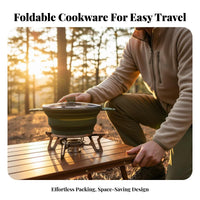 Lightweight Collapsible Cooking Pot Sturdy Collapsible Silicone Pot Heat-Tolerant for Backpackers, Campers, Hiking, Backpacking