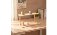 Simple Display Shelf with Two Tiers Space-Saving Wooden Display Shelf Minimalist Aesthetic for Desk