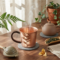 2 Pieces Copper Drinking Vessel Rust Resistant Hammered Copper Mug Polished