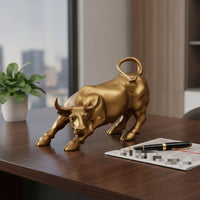 Bull Figurine Carved Bull Statue Modern for Executives, Bookshelf