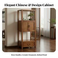 Customizable Brew Stand Modern Oriental Design Side Cabinet Multi-Functional Sturdy Construction for Homeowners, Corner Space