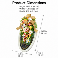 60cm Spring Door Swag, Artificial Mixed Floral Teardrop Swag for Front Door, Farmhouse Summer Wreaths for Home Decor UK