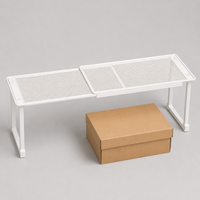 Expandable Shelf Cupboard Organiser, White Carbon Steel Pantry Shelf, No-Drill Storage for Kitchen & Desk, 52-86cm Adjustable