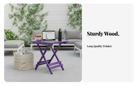 Wooden Folding Table Solid Wood Folding Side Table Foldable Design for Dorm Room