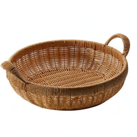 Woven Basket Handwoven Look Handled Storage Basket Shallow for Household Use