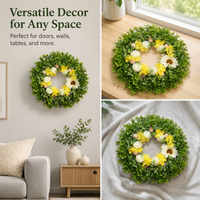 Multicolor Spring Door Wreath, 30cm Eucalyptus Blossom Artificial Wreath for Home Decor, Faux Flower Front Door Decoration