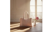 Padded Quilted Patchwork Tote Bag Soft Quilted Tote Bag Casual Shopper Roomy for Women, Students, Everyday Carry, Travel, School