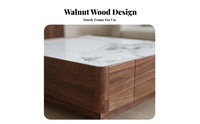 Italian design Design Square Coffee Table with Drawers Sintered Stone Top Living Room Furniture Two-Drawer Storage Minimalist Aesthetic for Homeowners, Families, Interior Designers, Lounge Area, Study