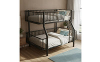 Space Saving Bunk Bed Frame with Ladder Noise-Noiseless Bunk Bed Frame Safe Furniture Sturdy for Children, Teens, Students, Shared Bedroom, Dorm Room