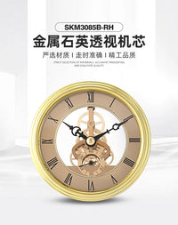 复古 简约风直径98mm金属透视机芯钟头镶嵌式钟头 罗马风钟头