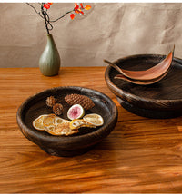 Solid Wood Dried Fruit Tray, Chinese Retro Style, Handmade, Wooden Fruit Plate