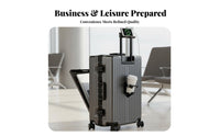 Universal Charging Ports Charging Ports Front-Opening Hardside Luggage Sturdy Hard Shell Hardside Carry-on Adjustable Telescopic Handle Suitcase Effortless Rolling Wheels for Business Travelers, Frequent Flyers, Professionals, Airport, Vacations