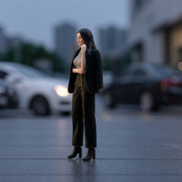 Female Figurine 1/64 Scale Miniature with Jacket Diorama Figure 3D Printed Figure Clothes Realistic for Hobbyists, Street Scenes