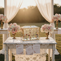 Wedding Card Box Gold-Tone Card Box with Slot Classic for Bridal Shower