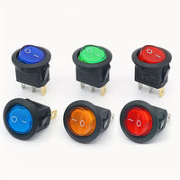 Rocker Switch KCD1 with LED, 12V 20A, Round Top Square Bottom, 20mm Hole