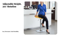 Stable Base Adjustable Swivel Barstool Built-in Footrest Adjustable Swivel Saddle Chair Modern Design Counter Stool Upholstered Seat for Bar Owners, Homeowners, Adults, Reception Area, Restaurant, Kitchen, Dining Room