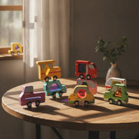 Animal Vehicle Blocks Young Child-Friendly Wooden Animal Stacker Educational Wooden Balancing Activity Toy for Toddlers
